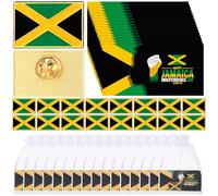 Kenning 50 Sets Jamaica Flag Pins Bulk Favors with Green Yellow Black Jamaica Independence Day Lapel Pins Favor with Motivational Cards Organza Bags for Game Classroom School Prizes Travel Gifts