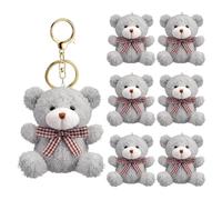 Kenning 6 Pcs Bear Stuffed Keychain 3.3 Inch Tiny Bears Bulk for Birthday Decor Gifts DIY Keychain Crafts Stuffed Bag Keychains(Blue)