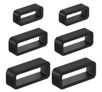 Kenning 6 Pcs Watch Bands, 14/18/22mm Black Silicone Watch Strap Retainer Holder Loop Replacement Band Fastener for Smart Sport Watches Clasp Wristband Replacement