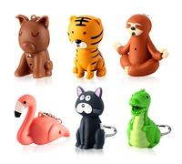 Kenning 6 Pieces Animal Flashlight Keychain Mini Pediatric Nurse Flashlight Badge Reel Pediatric Pen Lights Keychain for Nursing Staff Urgent Care(Funny)