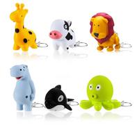 Kenning 6 Pieces Animal Flashlight Keychain Mini Pediatric Nurse Flashlight Badge Reel Pediatric Pen Lights Keychain for Nursing Staff Urgent Care(Cute)