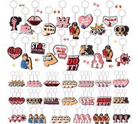 Kenning 60 Pcs Keychains Bulk 20 Style Woman's Day PVC Key Chains Party Favors Gifts for Birthday Classroom Prizes
