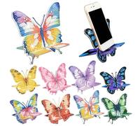 Kenning 8 Pcs Butterfly Diamond Painting Cell Phone Stand DIY 5D Full Crystal Spring Diamond Art Phone Holders Kits for Beginner Adult DIY Craft Butterfly Lover Gift