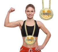 Kenning Champ Chain Trophy Award, 6" Gold Sports MVP Turnover Chain Champion Chains Necklace Fantasy Champ Award for Baseball Basketball Football Soccer Softball Volleyball Sports Winner Gifts