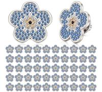 Kenning Forget Me Not Flower Lapel Pins, Bulk Blue Flower Rhinestone Memorial Brooches Celebration Life and Funeral Favors Gift for Women, Jewelry for Clothing Bags Hats Decoration