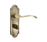 Kennington Lever Bathroom Thumb Lock Door Handle - Antique Brass - Pair - Designer Levers