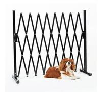 KENNISI Metal Dog Gate, 9Feet, Expandable, Indoor & Outdoor, Portable Retractable Barricade, Adjustable, Free Standing, Iron & Aluminum, Classic Black, For Dogs