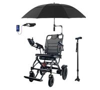 KENNOE Motorized Mobility Lightweight Carbon Aluminium Electric Powerchair, All Terrain Travel Size, 150kg Capacity, Includes Umbrella, Walking Stick and USB Light,10ah