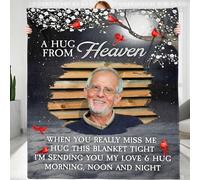 Kenon A Hugs from Heaven, Personalized Custom Photo Memorial Blanket, Memorial Gift for Family Members Women Men