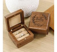 Kenon Custom Wooden Wedding Ring Box, Wooden Double Ring Box, Engagement Ring Box, Walnut Storage Ring Box, Wedding Birthday Gifts For Women