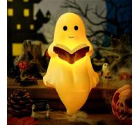 Kenon Cute Ghost Reading Book Lamp, Cute Halloween Ghost Night Light, Light up Ghosts Halloween Decorations for Indoor Home Table Centerpiece Bedroom Shelf Readers,Gift for Book Lovers