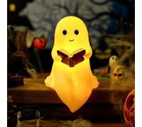 Kenon Cute Ghost Reading Book Lamp, Cute Halloween Ghost Night Light, Light up Ghosts Halloween Decorations for Indoor Home Table Centerpiece Bedroom Shelf Readers,Gift for Book Lovers