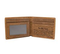 Kenon Engraved Custom RFID Blocking Bifold Stylish Wallet for Son Handmade Valentine's Day Christmas Gifts (for Son from Dad)