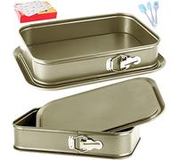 Kenond Large Springform Cake Pan, 14 x 11-Inch Rectangle Cheesecake Pan, Tiramisu Bakeware with 50Pcs Wax Paper, 5Pcs Spatula Set, Non-Stick Baking Pan Mold Leakproof…