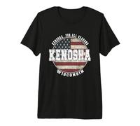 Kenosha Wisconsin, Vintage American Flag Premium T-Shirt