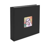 Kenro Aztec Black Linen Photo Album for 200 Photos 6x4 / 10x15cm with Space for Photograph on Front Cover, Slip-In Pages - AZ101BL