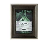 Kenro Bergamo Charcoal Wood Effect Photo Frame 8x6” / 15x20cm Dark Grey with Silver Border - BERG1520C