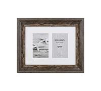 Kenro Bergamo Series Rustic Brown Wood Effect Double Aperture Photograph Frame 11.5x8.6 Inch / 29x22cm with White Mat for 2 Photos 6x4 Inch / 10x15cm - BERG1015BN/2