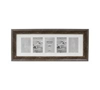 Kenro Bergamo Series Rustic Brown Wood Effect Multi Aperture Photograph Frame 24.8x8.3 Inch / 63x21cm with White Mat for 5 Photos 6x4 Inch / 10x15cm - BERG1015BN/5