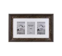 Kenro Bergamo Series Rustic Brown Wood Effect Triple Aperture Photograph Frame 15.8x8.6 Inch / 40x22cm with White Mat for 3 Photos 6x4 Inch / 10x15cm - BERG1015BN/3