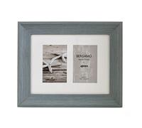 Kenro Bergamo Series Rustic Grey Wood Effect Double Aperture Photograph Frame 11.5x8.6 Inch / 29x22cm with White Mat for 2 Photos 6x4 Inch / 10x15cm - BERG1015GR/2