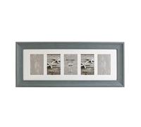 Kenro Bergamo Series Rustic Grey Wood Effect Multi Aperture Photograph Frame 24.8x8.3 Inch / 63x21cm with White Mat for 5 Photos 6x4 Inch / 10x15cm - BERG1015GR/5