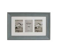 Kenro Bergamo Series Rustic Grey Wood Effect Triple Aperture Photo Frame with White Mat for 3 Photos 7x5 Inch / 13x18cm - BERG1318GR/3