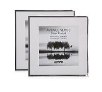 Kenro Box of 2 Avenue Silver Plated Photo Frame 7x7 Inch / 18x18cm with White Mat for Photo 5x5 Inch / 13x13cm - AVE1313S