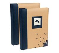 Kenro Box of 2 Blue Dolphin Photo Album 500 Photos 6x4 / 10x15cm with Kraft Paper Cover Family Photograph Album, Green Wood Series - GRW009UE