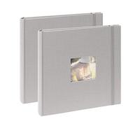 Kenro Box of 2 Grey Linen Photo Album for 200 Photos 7x5 Inch / 13x18cm with Space for Photograph on Front Cover, Slip-In Pages, Modern Design Great for Family Photographs, Aztec Series - AZ103GY