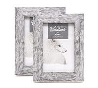 Kenro Box of 2 Harmony Woodland Silver Grey Rustic Wood-Effect Photo Frame - 6x4 Inch / 10x15cm Premium Photo Frames with Minimalistic Design - HW1520GY-2