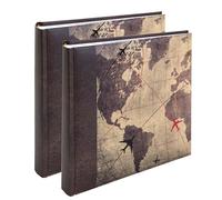 Kenro Box of 2 Holiday Series Old World Map Memo Photo Album for 200 6x4 Inch / 10x15cm Photos Global Traveller Design - HOL117