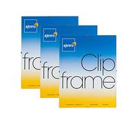 Kenro Box of 3 Clip Frame 8x12 / 20x30cm with Glass Front for Posters, Certificates, Drawings & Illustrations. Contemporary Poster Frame with Metal Clips - KCF026