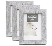 Kenro Box of 3 Harmony Woodland Silver Grey Rustic Wood-Effect Photo Frame - 8x12 Inch / 20x30cm Premium Photo Frames with Minimalistic Design - HW2030GY-3