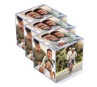 Kenro Box of 3 Photo Cube for 6 Photos (9 x 9cm) - Personalised Picture Cube, Lightweight & Durable Perspex Photograph Display Gallery, Unique Keepsake Box Gift for Adults & Kids