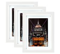 Kenro Box of 3 Senator White Wood Photo Frames 10x12 Inch / 20x30cm with White Mat for Photo 8x10 Inch / 20x25cm - SNF2025W
