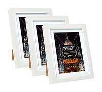 Kenro Box of 3 Senator White Wood Photo Frames 8x6 inch / 15x20cm with White Mat for Photo 7x5 Inch / 13x18cm - SNF1318W