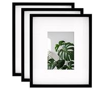 Kenro Box of 3 Strata Series Black Photo Frame 11x14 Inch / 28x35cm with Wide Mat for Photo 8x6 Inch / 15x20cm - ST1520B