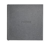 Kenro Charcoal Photo Album with Recycled Leather Cover for 200 Photographs 6x4 Inch / 10x15cm with Slip-in Pages and Memo Space Signature Series - KSA101C