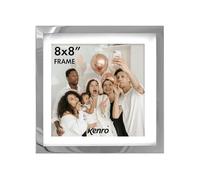 Kenro Eden Delicate Polished Silver Metal Photo Frame with Ivory Mount (8x8 Inch / 20x20cm) - Luxury Silver Picture Frame with Black Easel Back (Gift Box Included)