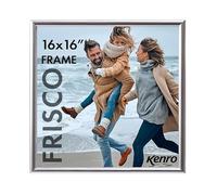 Kenro Frisco Plastic Picture Frames (Box of 1) - 16x16 / 40x40cm Wall Hanging Stylish Photo Frame with Glass Front - Silver
