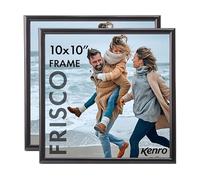 Kenro Frisco Plastic Picture Frames (Box of 2) - 10x10 Inch / 25x25cm Wall Hanging Stylish Photo Frame with Glass Front - Black