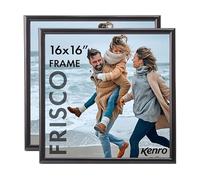 Kenro Frisco Plastic Picture Frames (Box of 2) - 16x16 Inch / 40x40cm Wall Hanging Stylish Photo Frame with Glass Front - Black