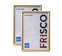 Kenro Frisco Plastic Picture Frames (Box of 2) - 20x16 Inch / 40x50cm Wall Hanging Stylish Photo Frame with Glass Front - Gold