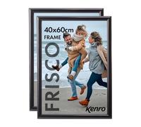 Kenro Frisco Plastic Picture Frames (Box of 2) - 24x16 Inch / 40x60cm Wall Hanging Stylish Photo Frame with Glass Front - Black