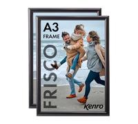 Kenro Frisco Plastic Picture Frames (Box of 2) - A3 / 29.7x42cm Wall Hanging Stylish Photo Frame with Glass Front - Black