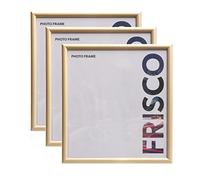 Kenro Frisco Plastic Picture Frames (Box of 3) - 12x12 Inch / 30x30cm Wall Hanging Stylish Photo Frame with Glass Front - Gold