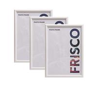 Kenro Frisco Plastic Picture Frames (Box of 3) - 5x7 Inch / 13x18cm Freestanding or Wall Hanging Stylish Photo Frame with Glass Front - White