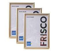 Kenro Frisco Plastic Picture Frames (Box of 3) - 8x10 Inch / 20x25cm Freestanding or Wall Hanging Stylish Photo Frame with Glass Front - Gold