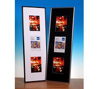 Kenro Frisco Triple Picture Frames (Box of 1) - Black Photo Frame 8x6 inch / 15x20cm Wall Hanging Stylish Photo Frame, with White Mount Portrait with Acrylic Front - FRC1520B/3
